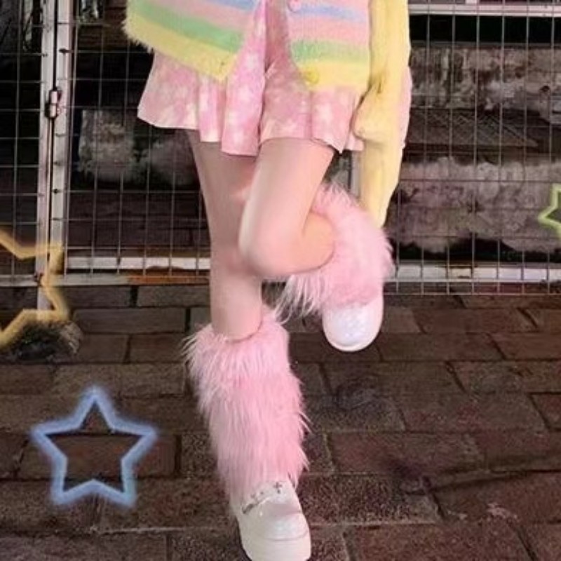 Fluffy Faux Fur Leg Warmers Winter Plush Boot Covers Thick Fuzzy Leg Covers